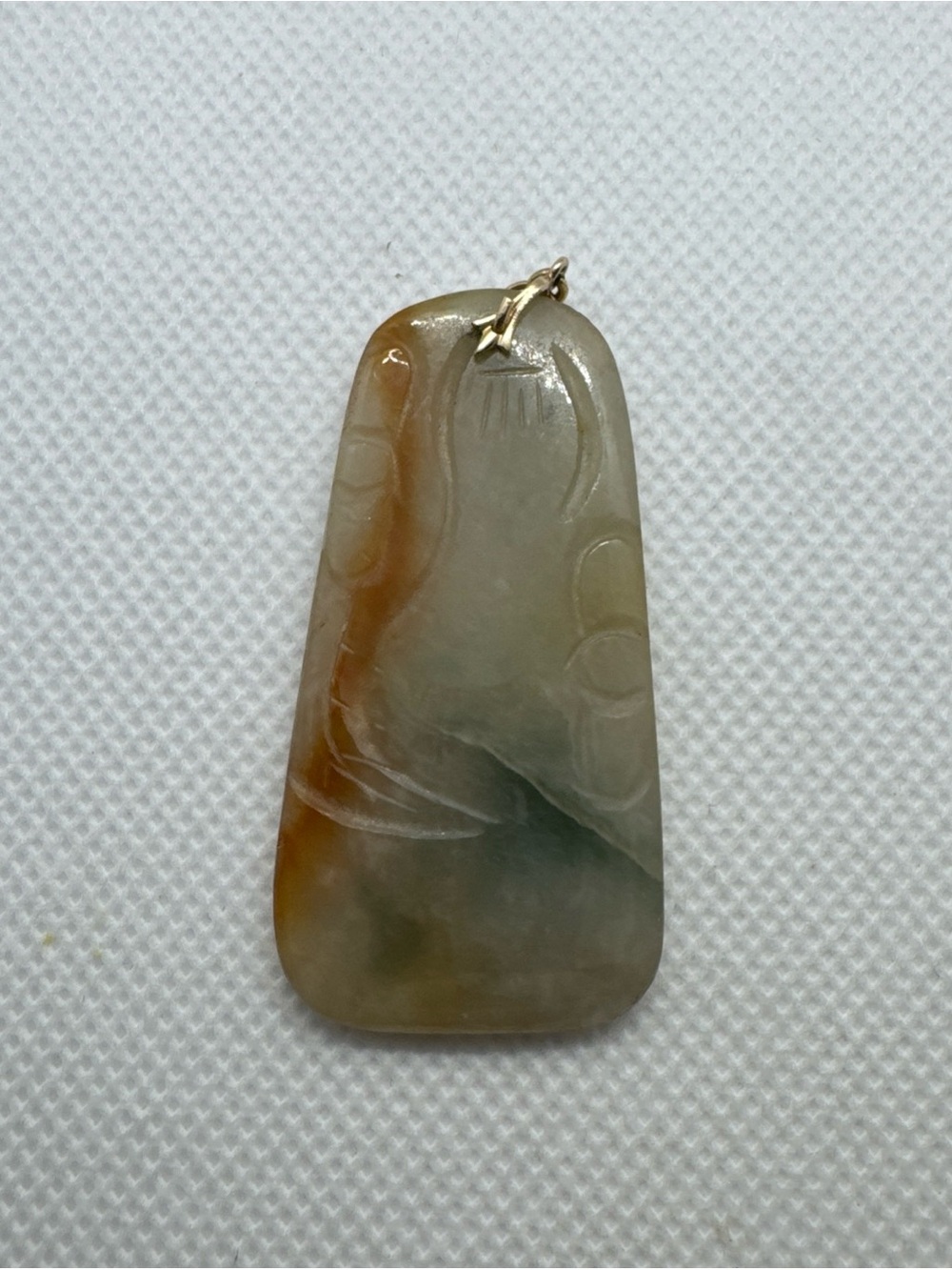 Vintage 14K Gold Light Green Jade Chinese Medallion Disc Pendant 12.2g 2”